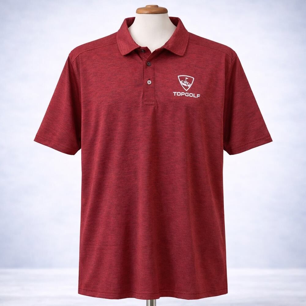 Top Golf Burgundy Purple Heather SS Polo Shirt Large L